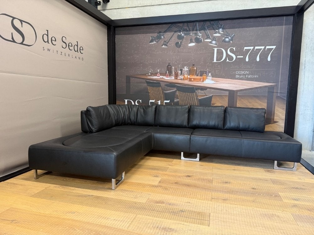 Nieuw De Sede 165 Hoekbank zwart leer Design Bank 300, FSM, 250 tot 300 cm, De Sede, Hoekbank