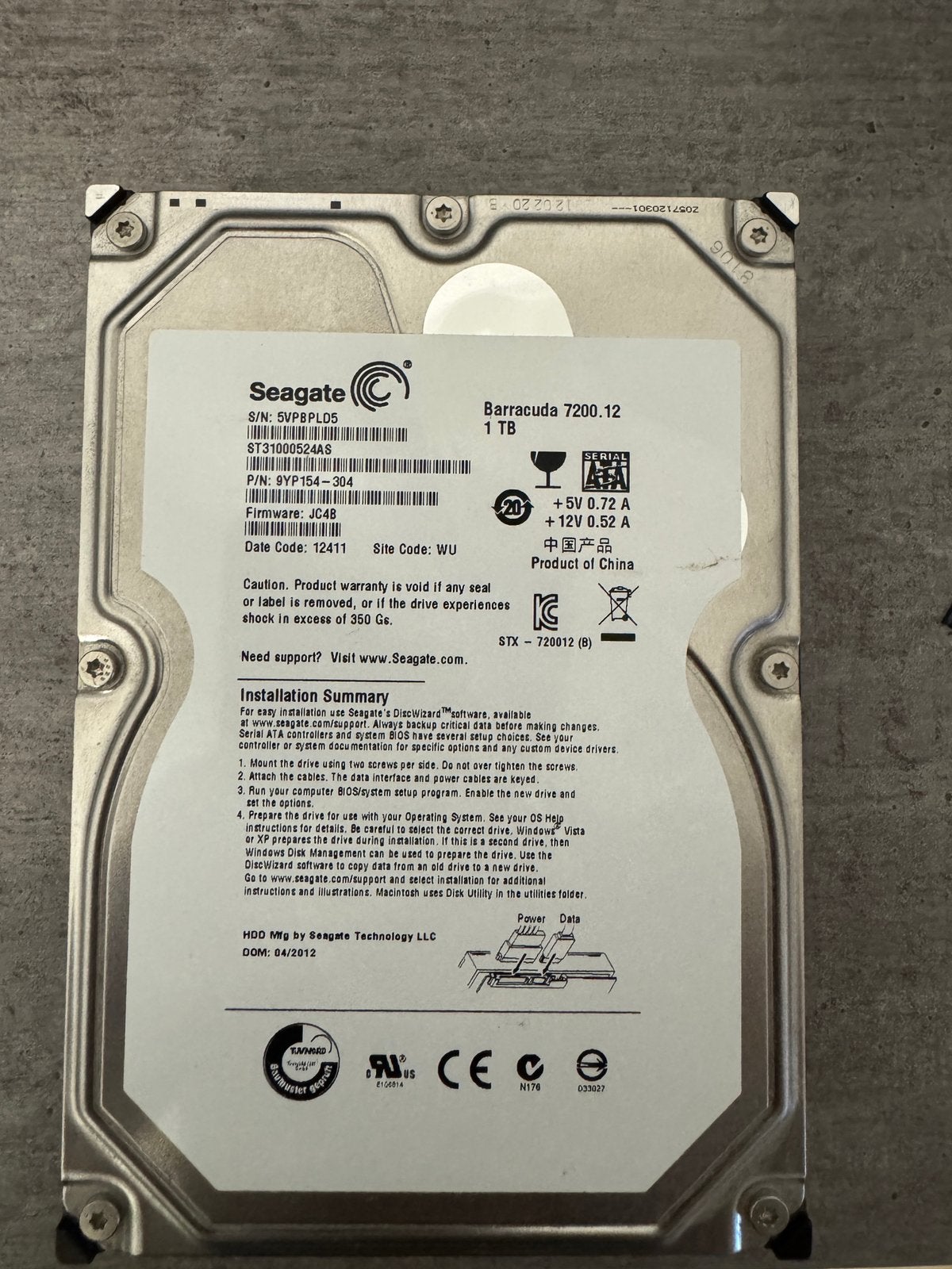 Seagate Barracuda 7200.12, Intern, Gebruikt, Ophalen of Verzenden, Desktop