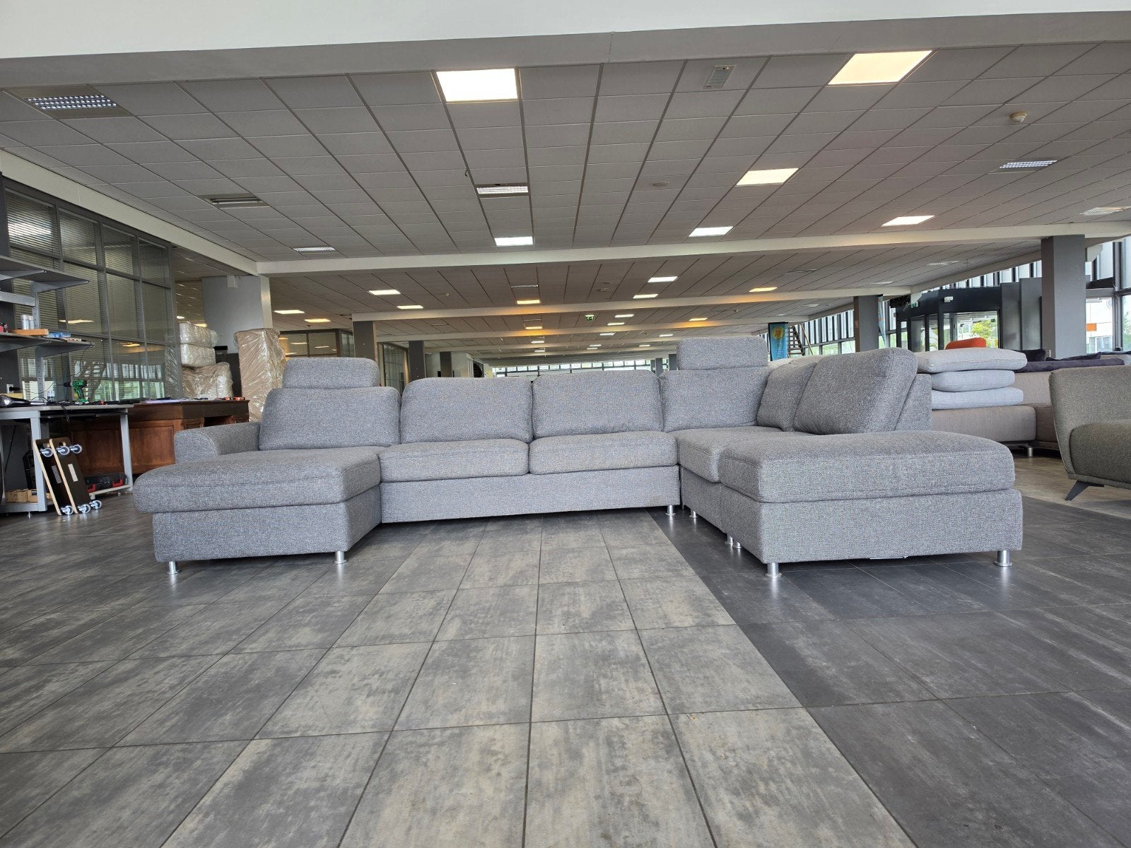 ✅️️️️️️ GEREINIGD grote grijze U-bank 170x360x245 | BEZORGEN