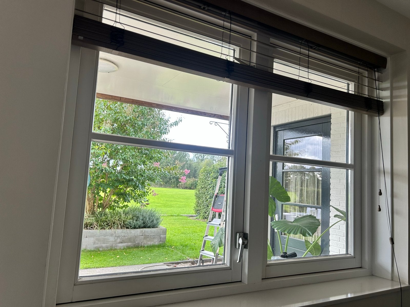 Hardhouten kozijn met HR++ glas en roede, Ophalen, Gebruikt, Gevelraam of Ruit, Dubbelglas