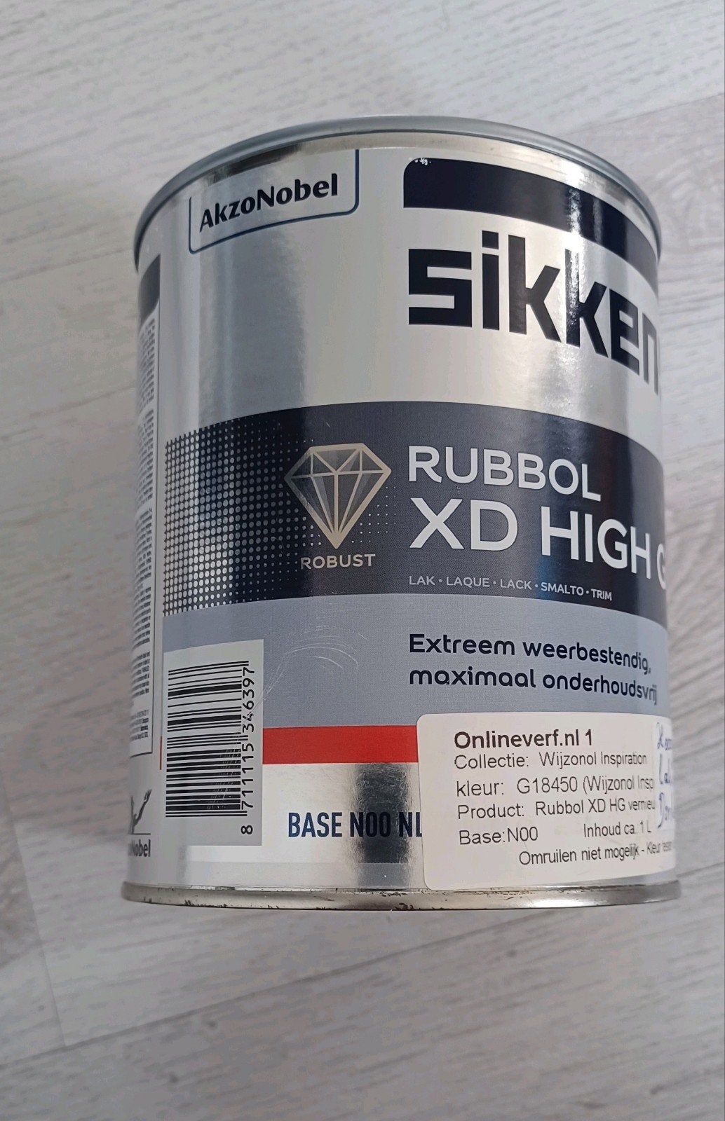 Sikkens hoogglans lakverf inhoud 1 liter, kleur donkergrijs., Nieuw, Ophalen of Verzenden, Lak, Grijs