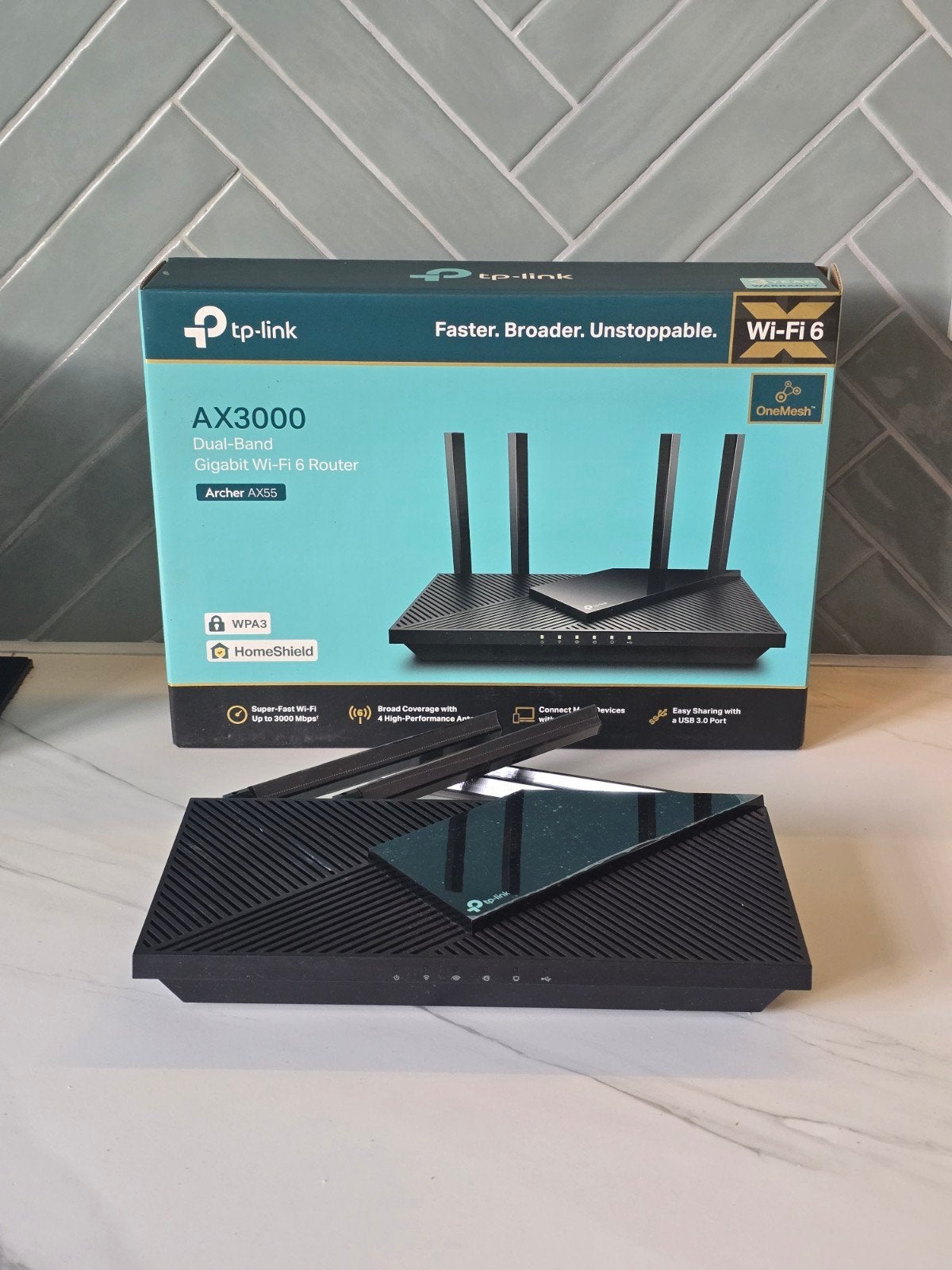 TP-Link Archer AX55 AX3000 Dual-Band Gigabit Wi-Fi 6 Router, Computers en Software, Routers en Modems, Ophalen of Verzenden, Zo goed als nieuw