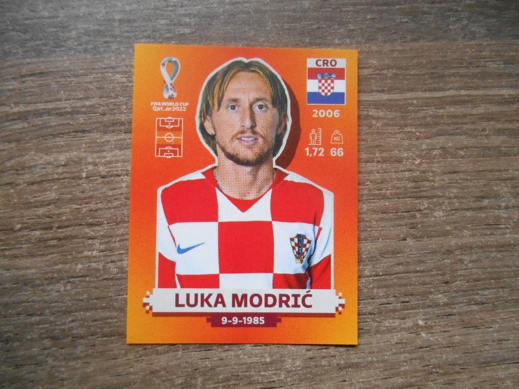 Luka Modric voetbalplaatje WK 2022 Qatar Oranje editie, Ophalen of Verzenden, Nieuw, Buitenlandse clubs, Poster, Plaatje of Sticker
