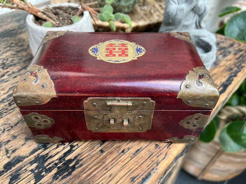 chinees sieraden juwelenkist doos box chinese sieradenkist, Hout, Bruin, Doos, Ophalen of Verzenden