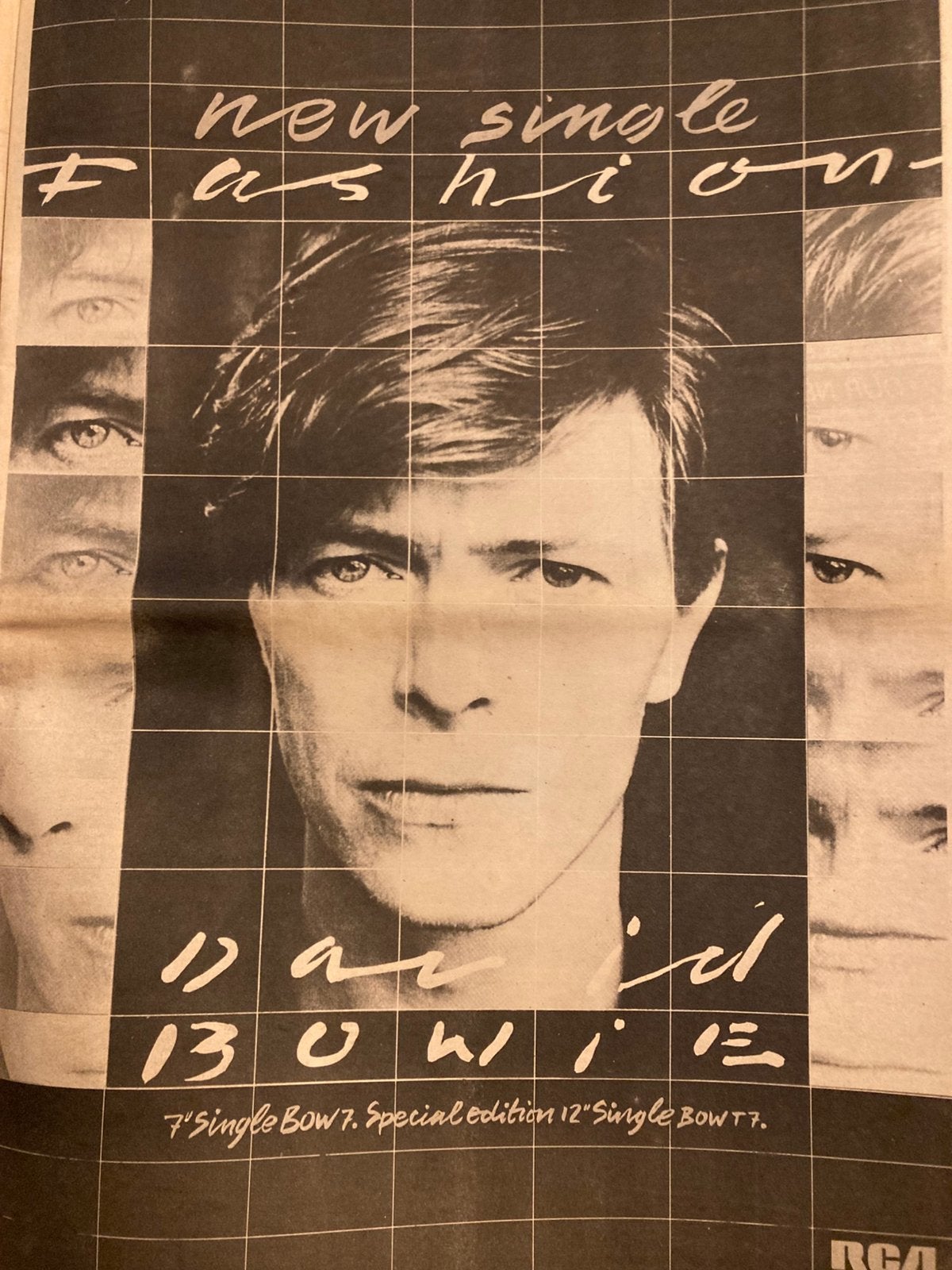 Paginagrote A3 advertentie DAVID BOWIE Fashion release, Ophalen of Verzenden, Zo goed als nieuw, A1 t/m A3