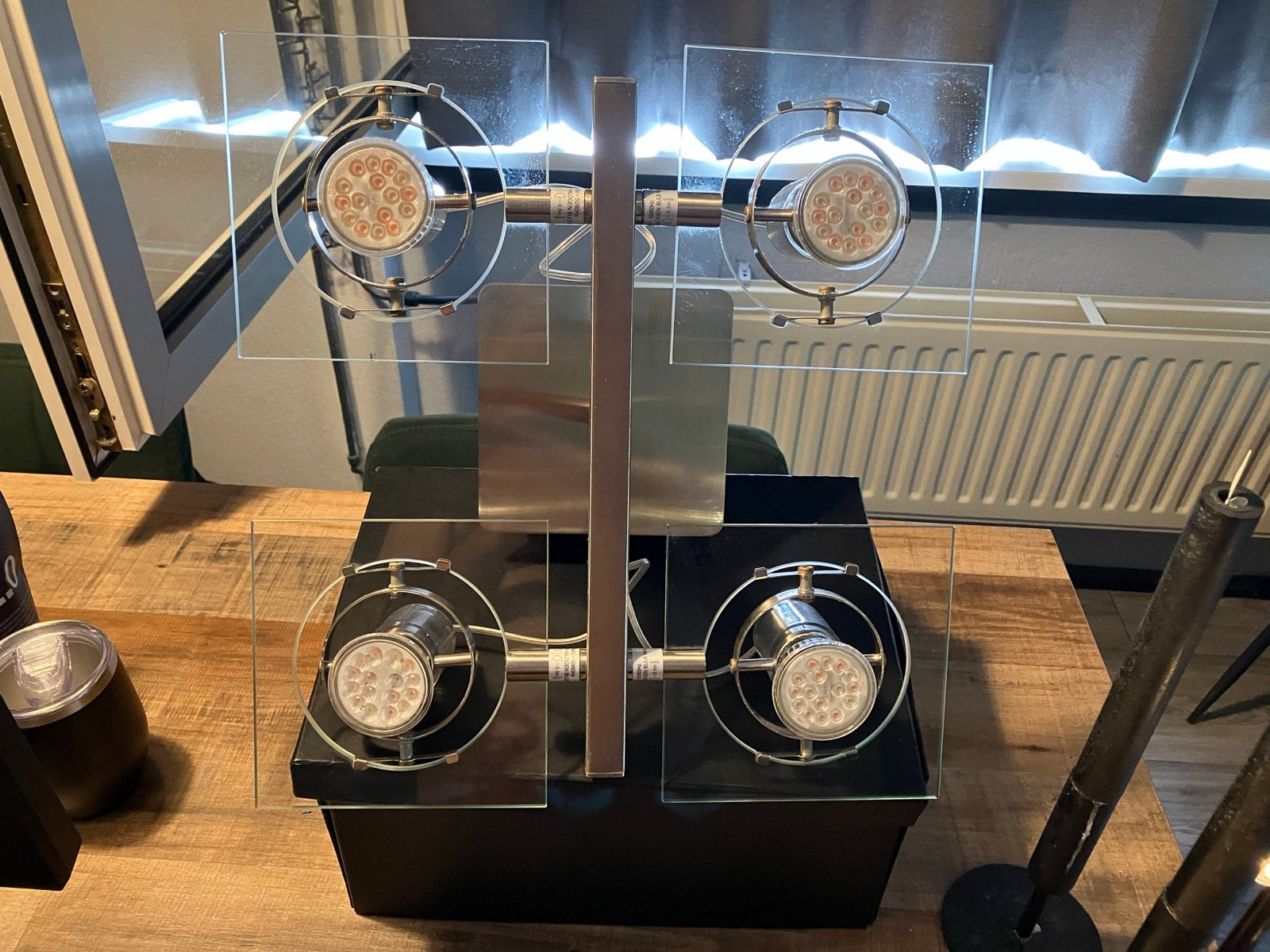 IKEA plafondlamp met 4 GU10 LED spots en afstandsbedieni, Ophalen of Verzenden, Zo goed als nieuw, Metaal, GU10