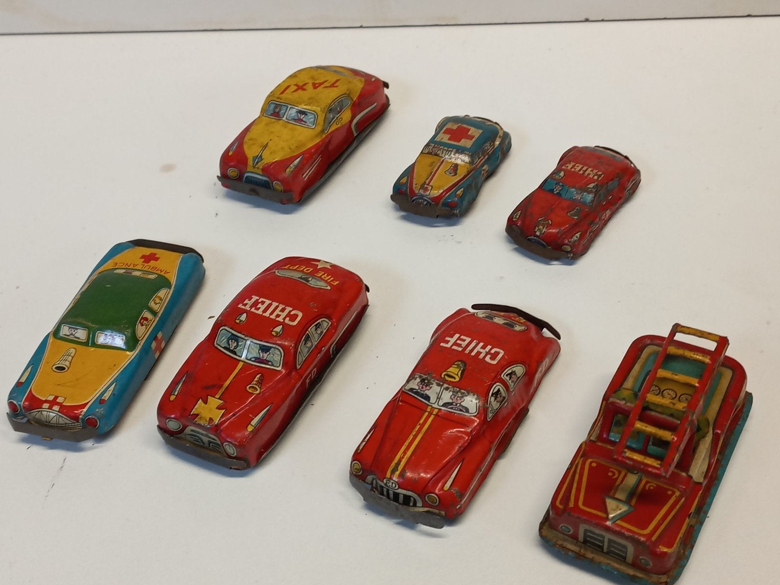 Vintage blikken speelgoedauto's - Set van 7, Ophalen of Verzenden, Gebruikt