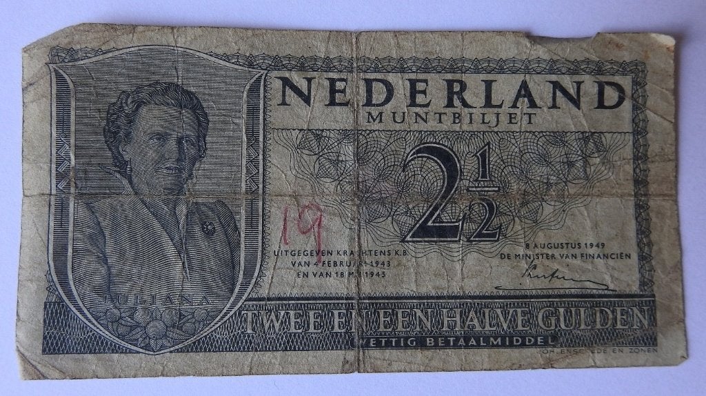 2 ½  guldenbiljet 1949, Verzenden, 2½ gulden, Los biljet