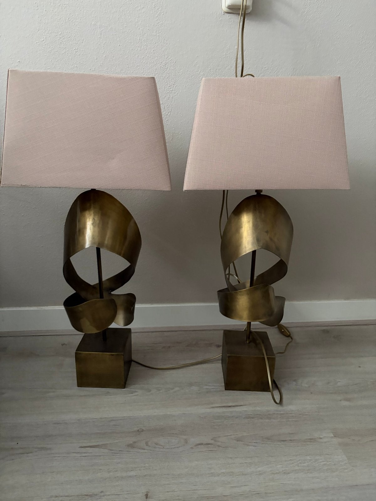 Set van 2 Vintage Messing Tafellampen - Uniek Design, Ophalen