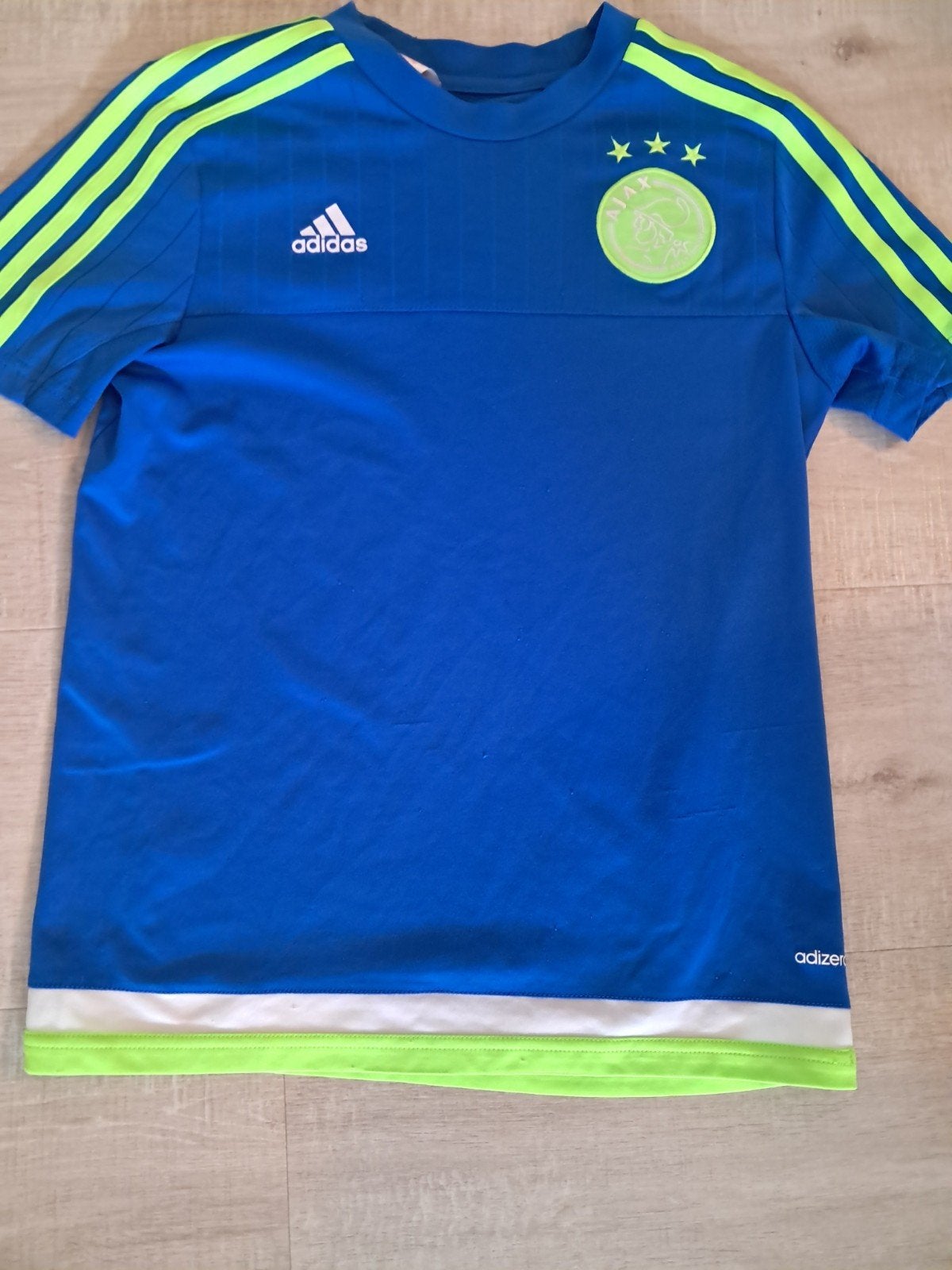 Ajax t-shirt Adidas blauw met groen 152, Adidas, Jongen of Meisje, Ophalen of Verzenden, Zo goed als nieuw