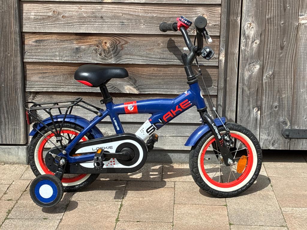 Loekie Snake Kinderfiets 12 inch met zijwieltjes, Ophalen, Zijwieltjes, Gebruikt, Velgrem