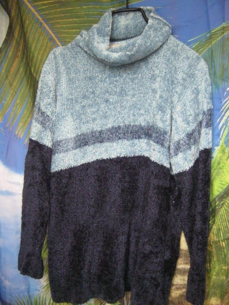 blauwe chenille kol trui kleurverloop mt S DTE down to earth, Blauw, Ophalen of Verzenden, Maat 36 (S), Gedragen