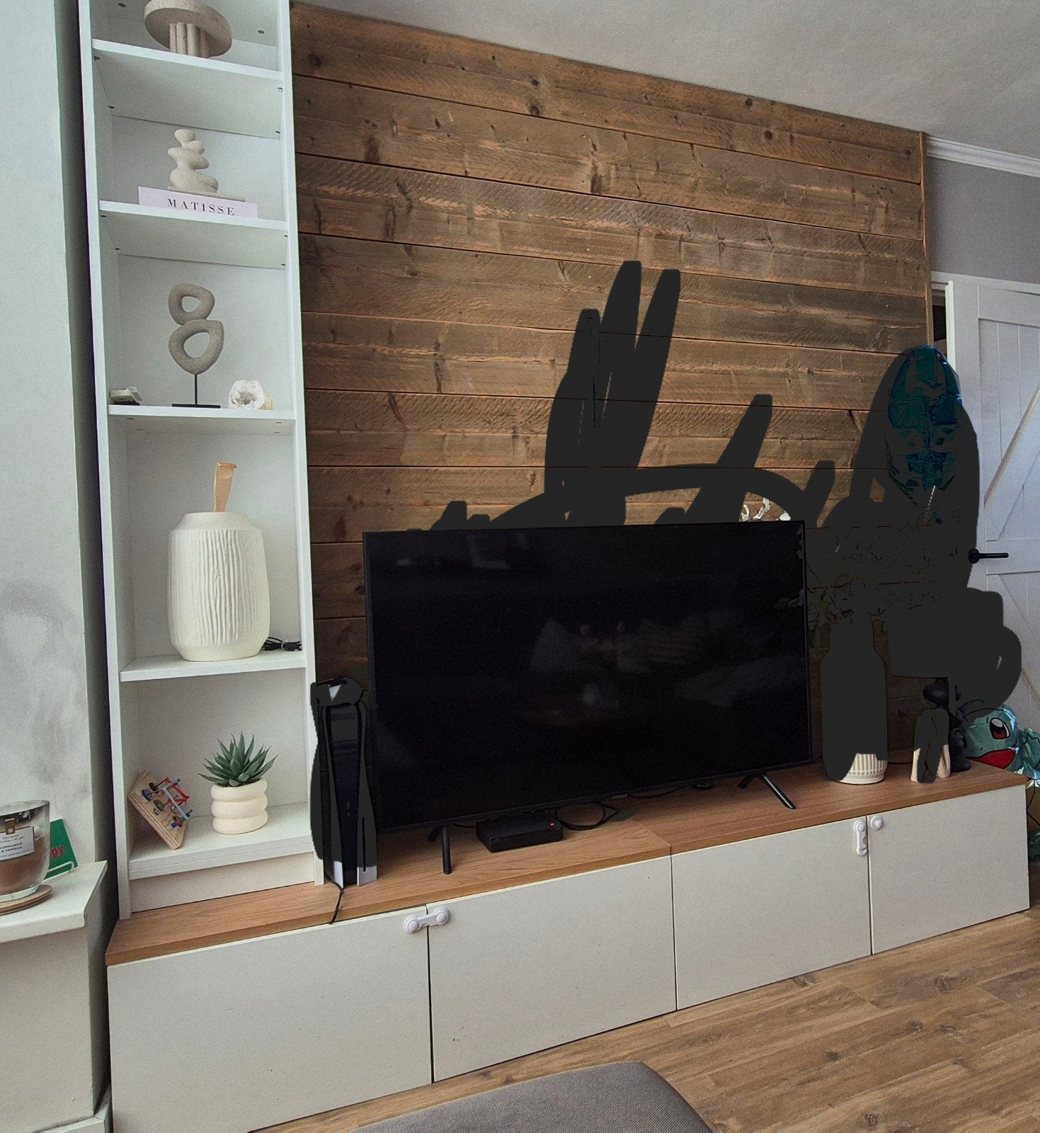 IKEA Besta TV-meubel met Billy kast en eikenhouten plank, Ophalen, Gebruikt