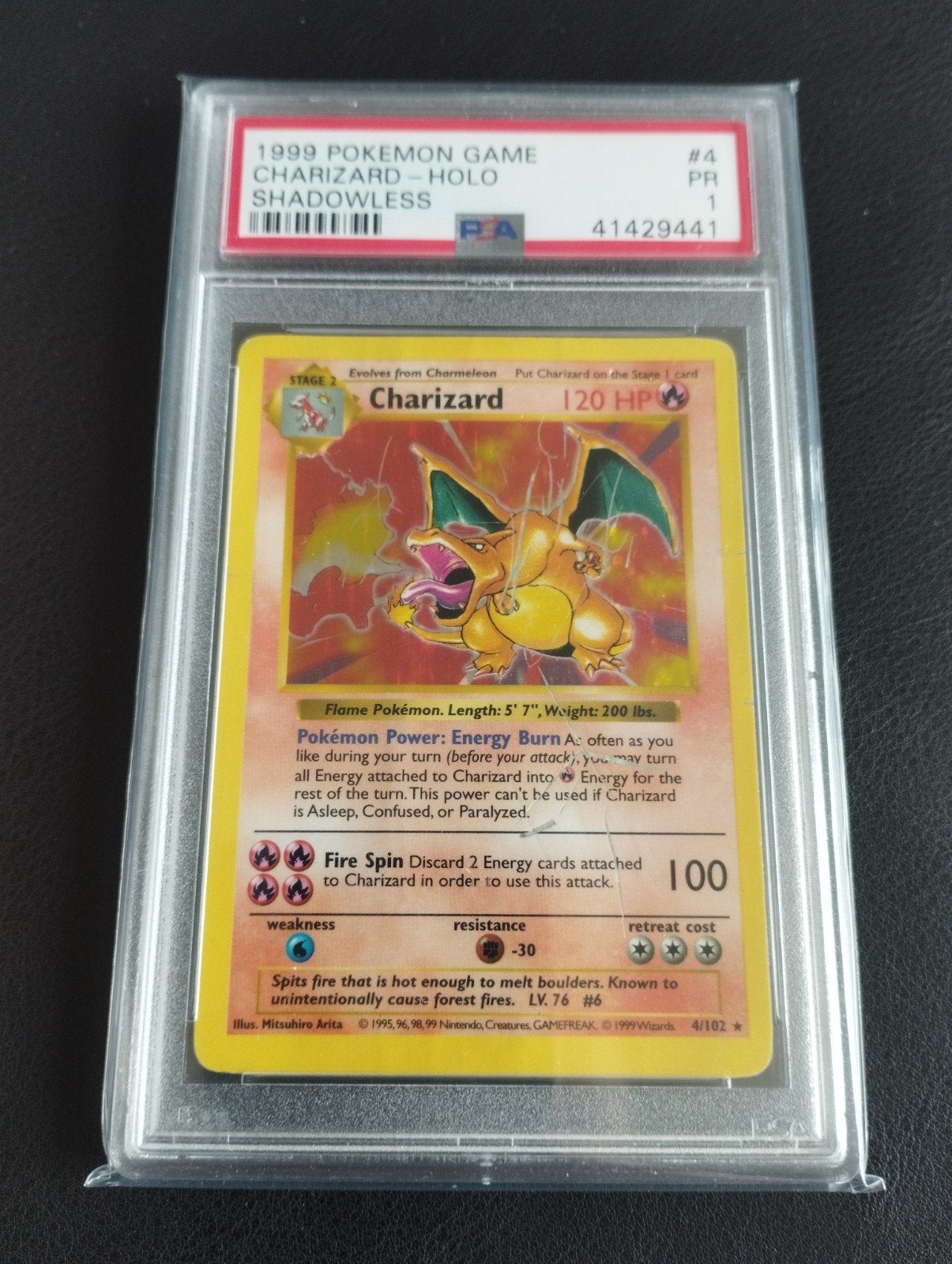 Shadowless Charizard Holo Pokemon kaart Base set PSA1, Hobby en Vrije tijd, Verzamelkaartspellen | Pokémon, Zo goed als nieuw