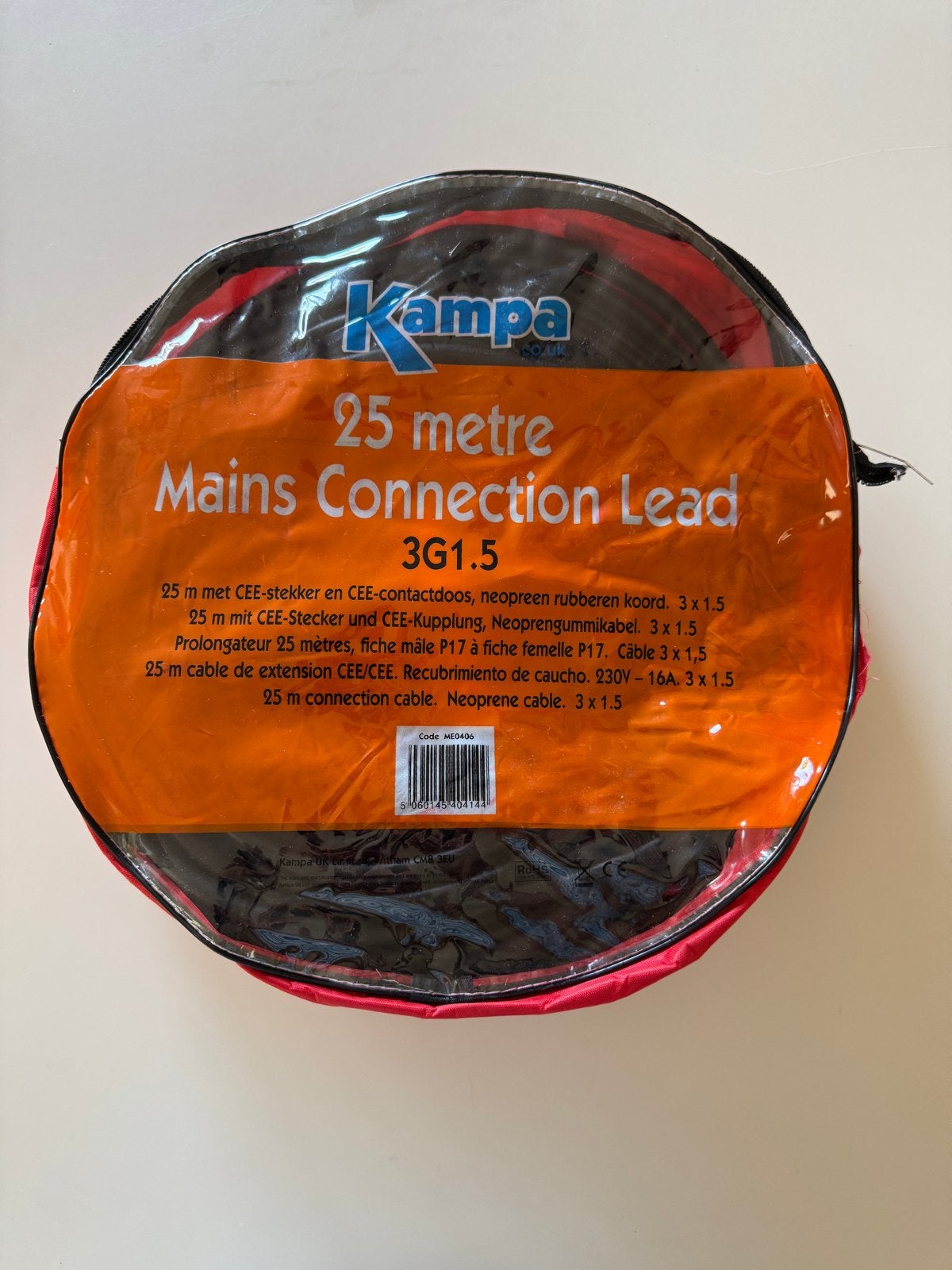 Kampa 25 meter CEE Verlengsnoer 230V-16A, Caravans en Kamperen, Ophalen of Verzenden, Zo goed als nieuw