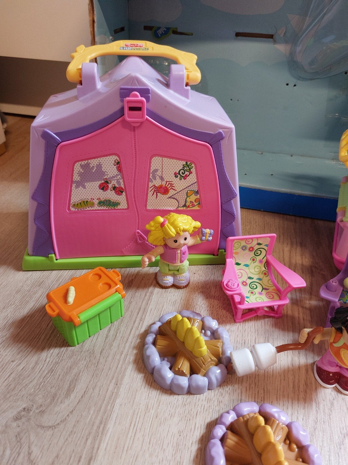 Little people camping met tent, caravan en auto, Ophalen of Verzenden