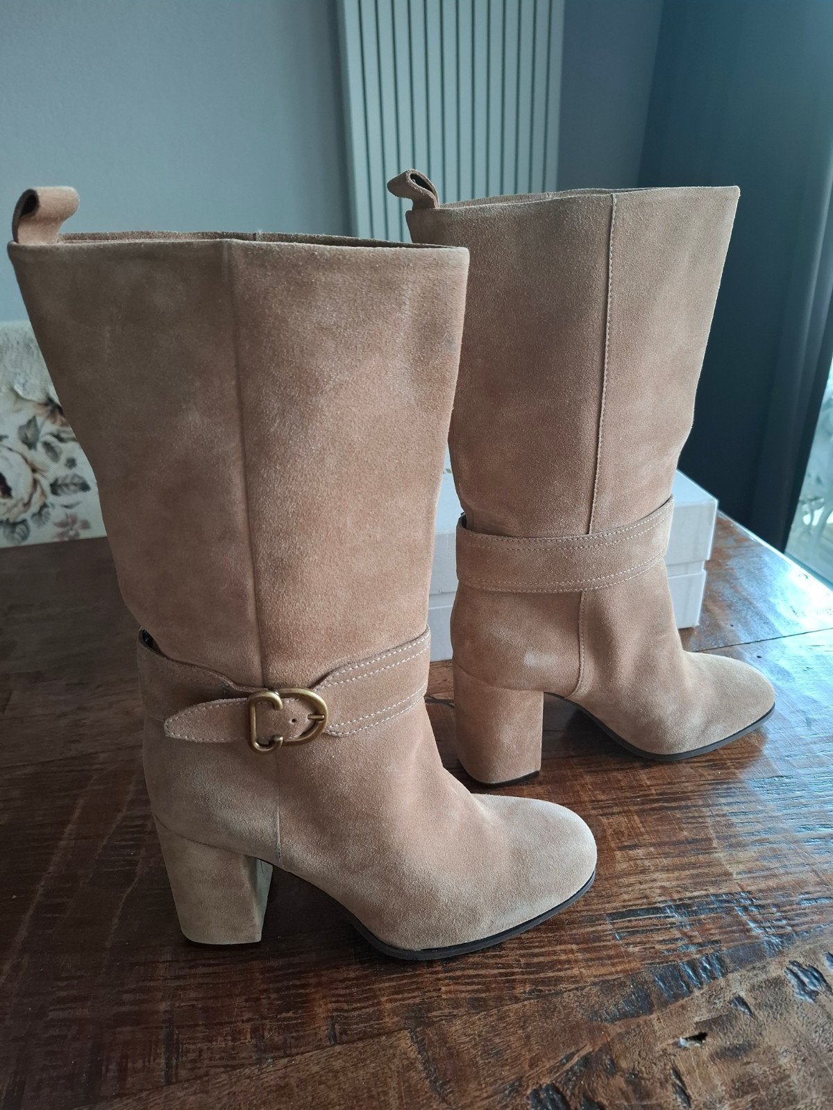 Carmens Eva Buck halfhoge laarzen, Hoge laarzen, Beige, Nieuw, Ophalen of Verzenden