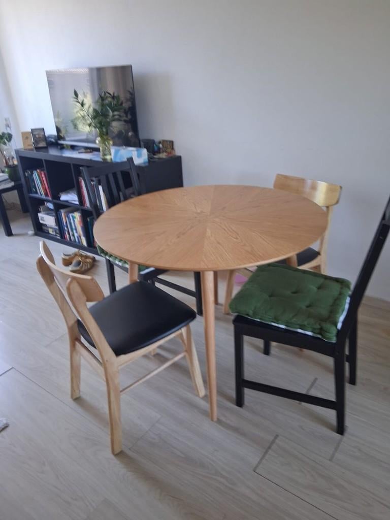 Rond Eettafel Eikenhouten 100x75cm, Ophalen, 50 tot 100 cm, 50 tot 100 cm, Zo goed als nieuw