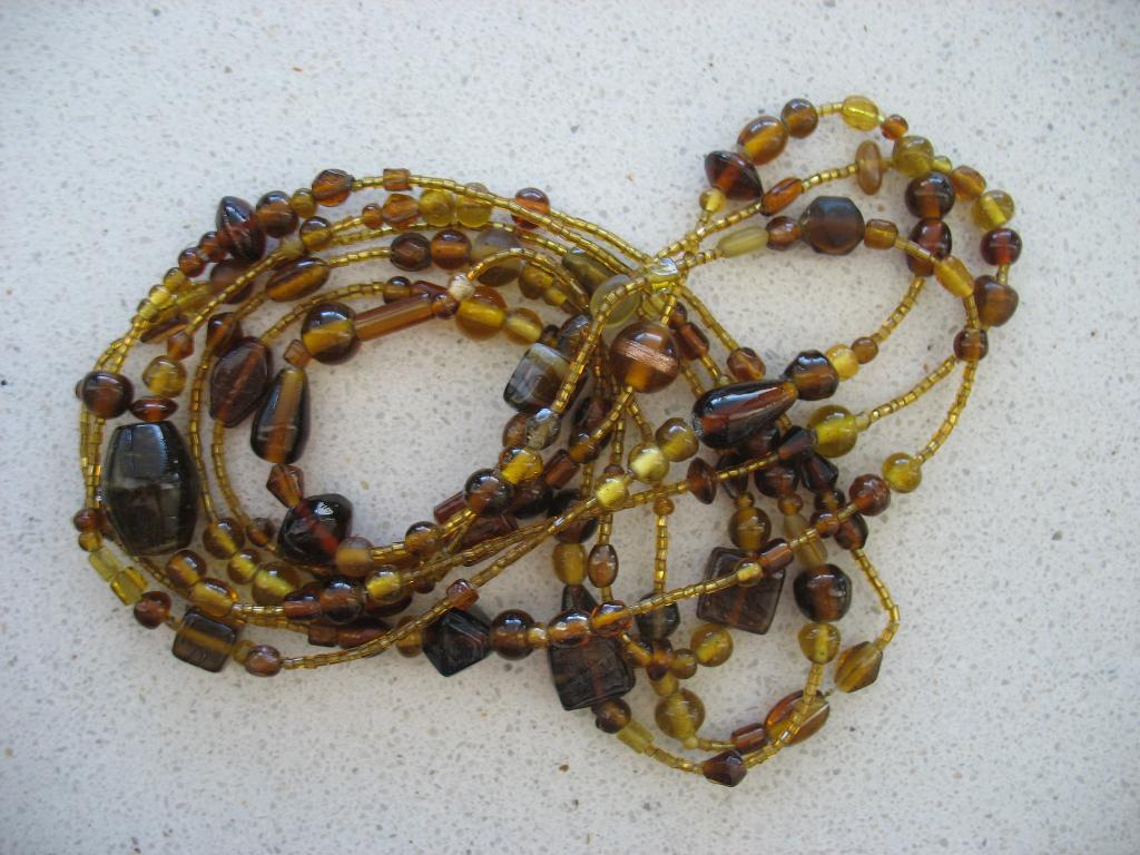 Kralenketting Boho Hippie Venitiaans Murano Glas Amberkleur, Sieraden, Tassen en Uiterlijk, Antieke sieraden, Ophalen of Verzenden