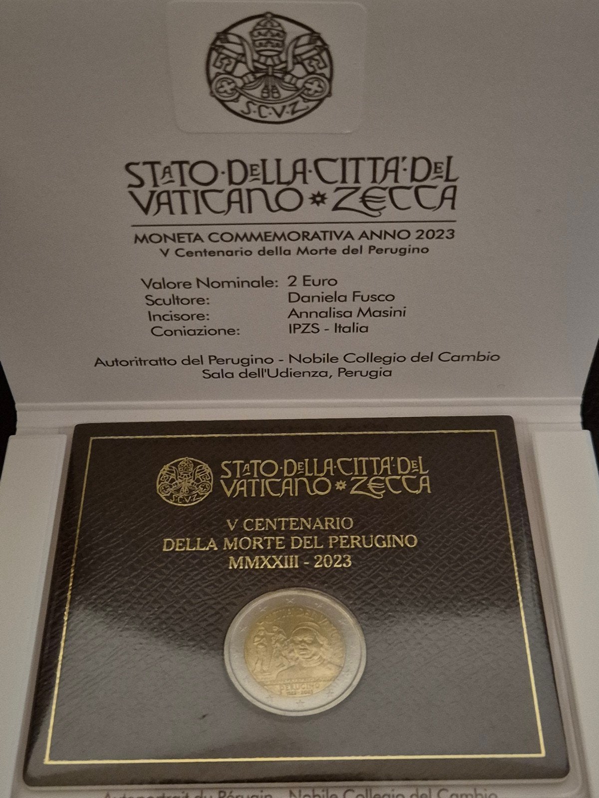 Vaticaanstad 2 euro 2023 Perugino in coincard, Ophalen of Verzenden, Vaticaanstad, 2 euro, Losse munt