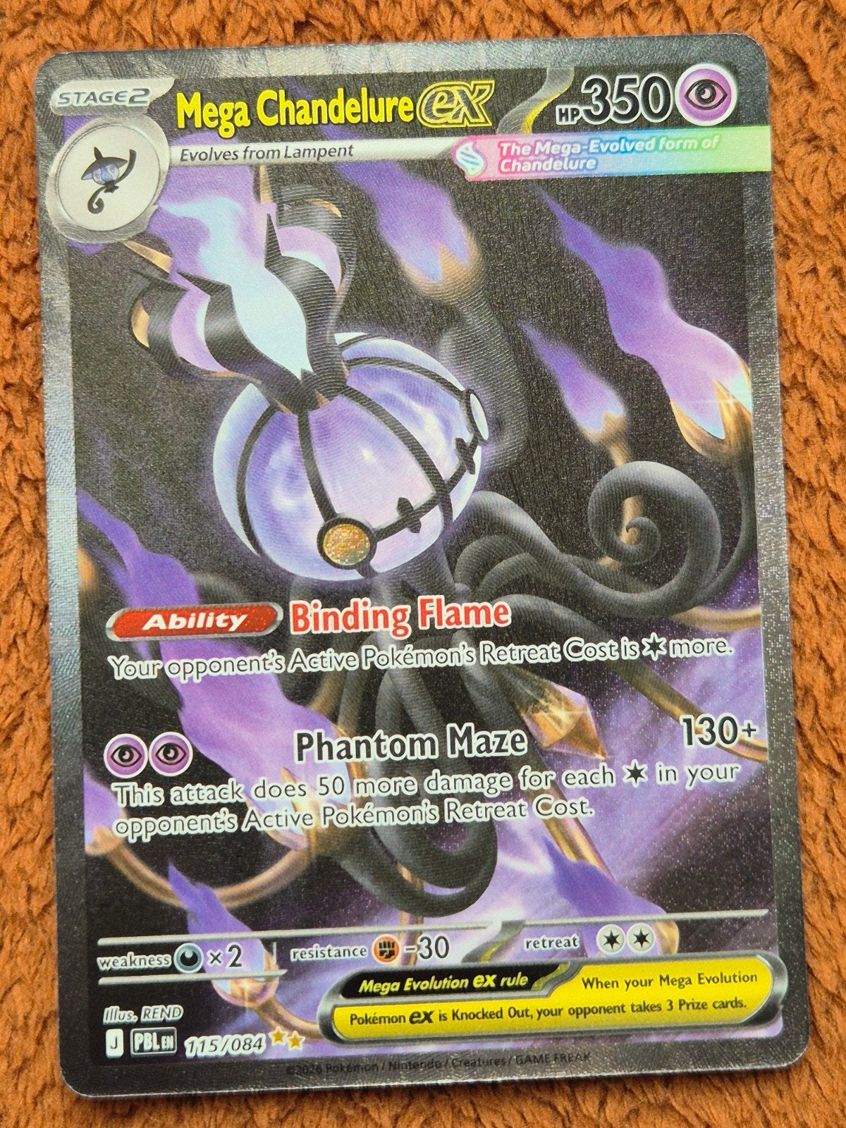 Mega Chandelure Ex  - 115/084 - Pitch Black (PBL 115) - NM, Ophalen of Verzenden, Nieuw, Losse kaart