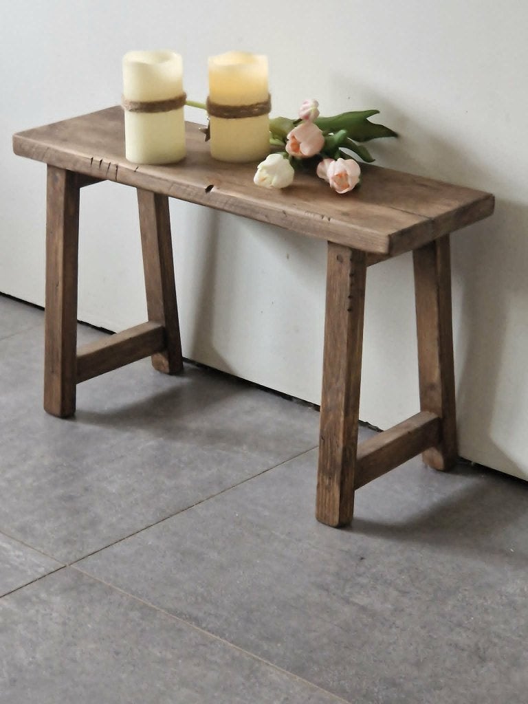 Bankje Oud rustiek Handgemaakt, Ophalen, Nieuw, 75 cm of meer, 60 cm of meer