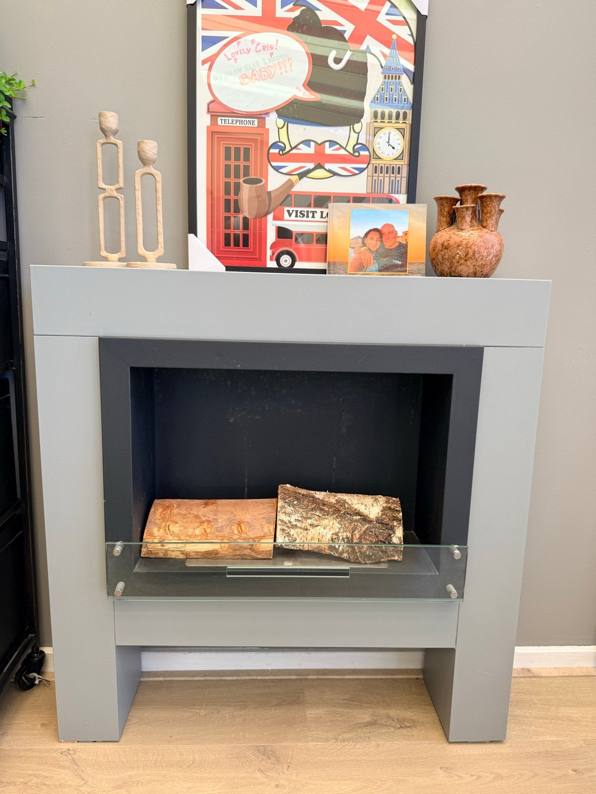 Stijlvolle bio ethanol haard - 84x81x18 cm, Ophalen, Gebruikt, Vrijstaande haard, Overige soorten