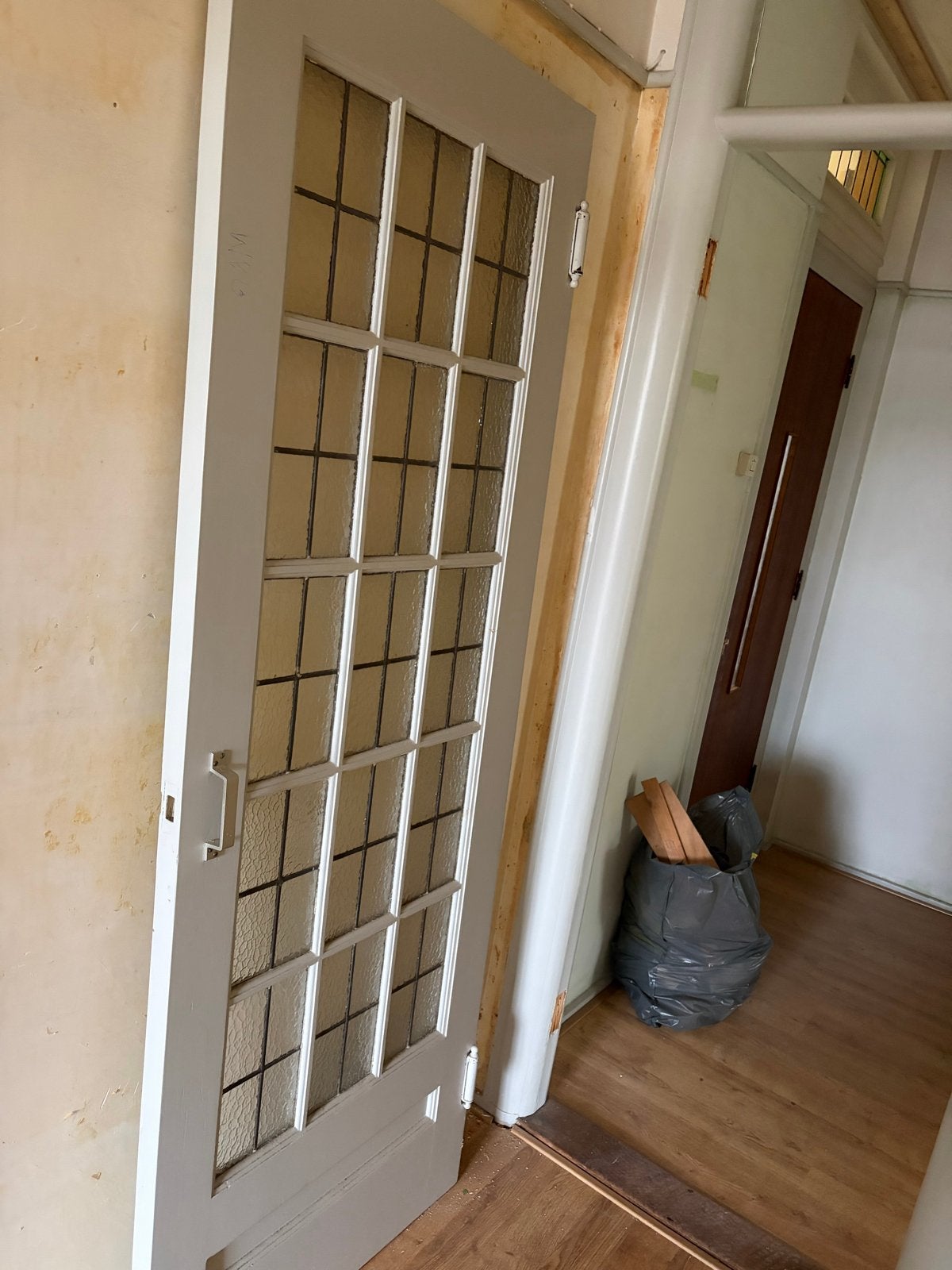 Binnendeur taats met glaspanelen - Klassiek design, Doe-het-zelf en Verbouw, Ophalen, Gebruikt, 80 tot 100 cm, Binnendeur