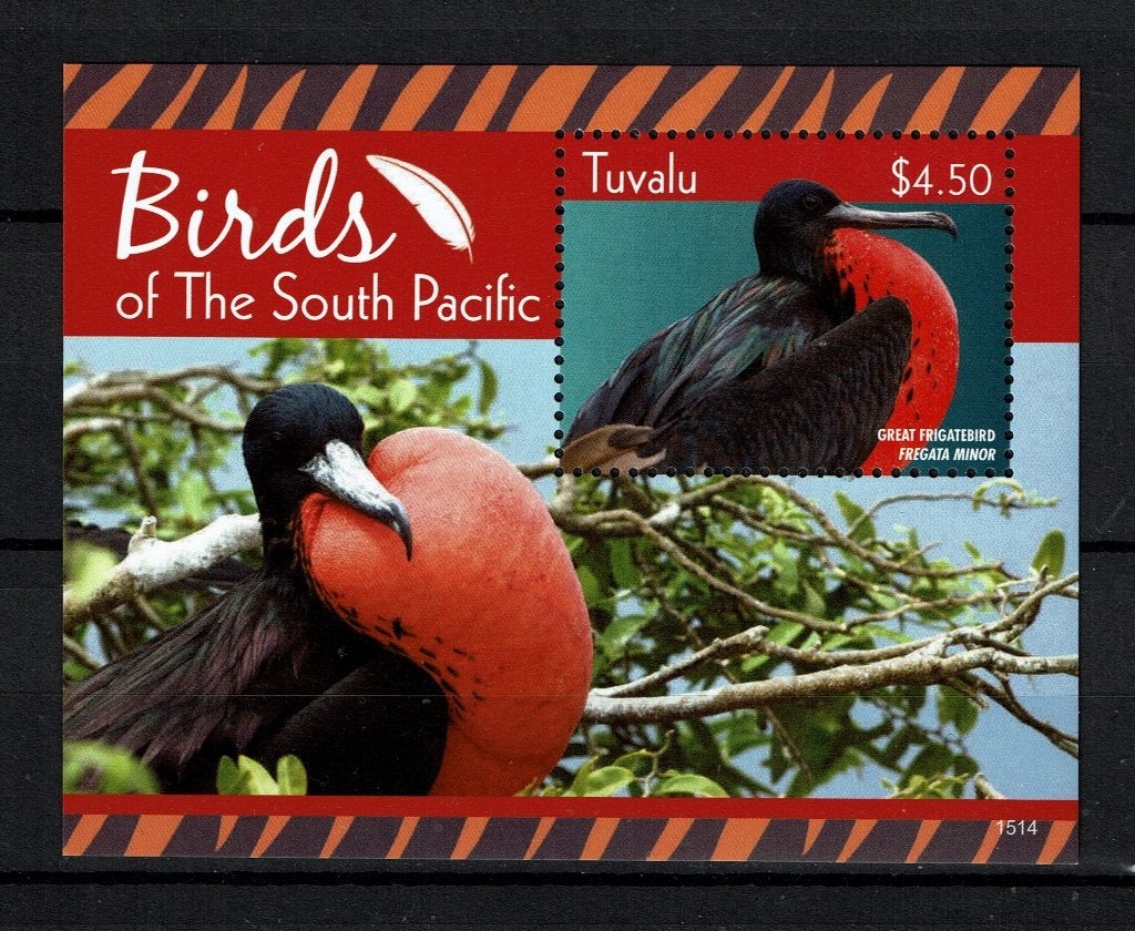 tuvalu 2015 pf blok fregat vogels birds 2, Ophalen of Verzenden, Postfris, Dier of Natuur