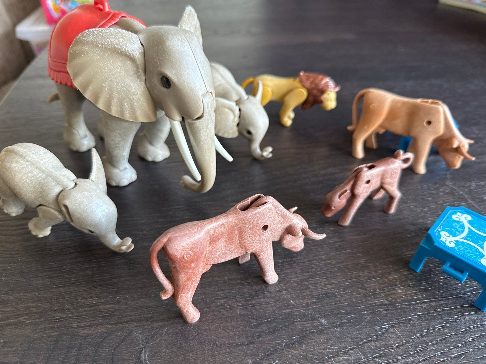 Vintage Playmobil Dieren Set: Olifanten, Leeuw, Koeien, Ophalen, Gebruikt