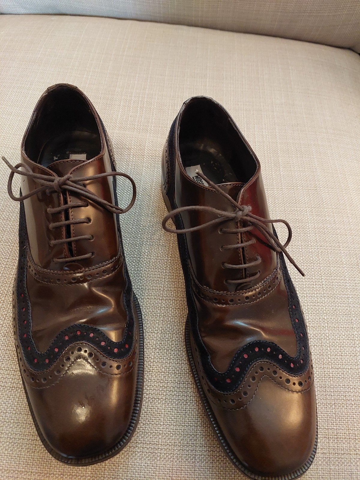 Moschino herenschoenen - Maat 44 - Bruin leer, Ophalen, Moschino, Bruin, Zo goed als nieuw