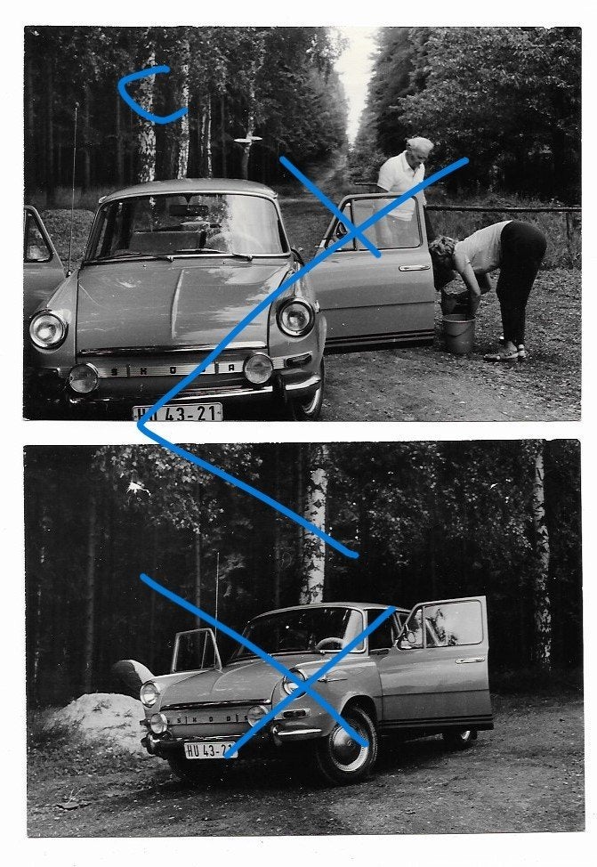 Skoda auto 2x foto CZ, 1960 tot 1980, Verzenden, Foto, Zo goed als nieuw