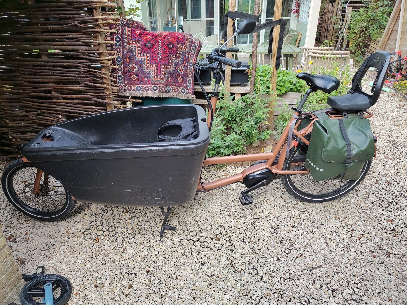 Dolly bakfiets met regentent en zonnehuif, Fietsen en Brommers, Ophalen, Gebruikt, Schijfrem, Elektrisch