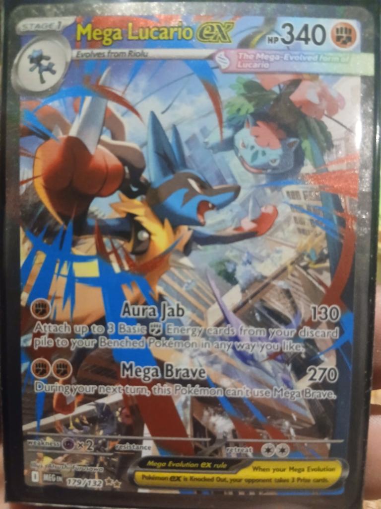 Mega Lucario EX Pokémon Kaart - Zeldzaam en Krachtig, Verzenden, Zo goed als nieuw, Losse kaart, Foil