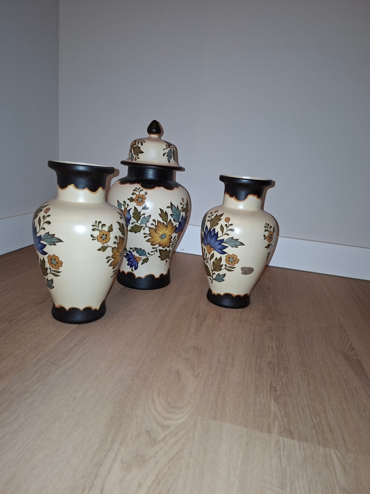 Set van 3 Flora Gouda Plateel Vazen - Handwerk Holland, Ophalen of Verzenden
