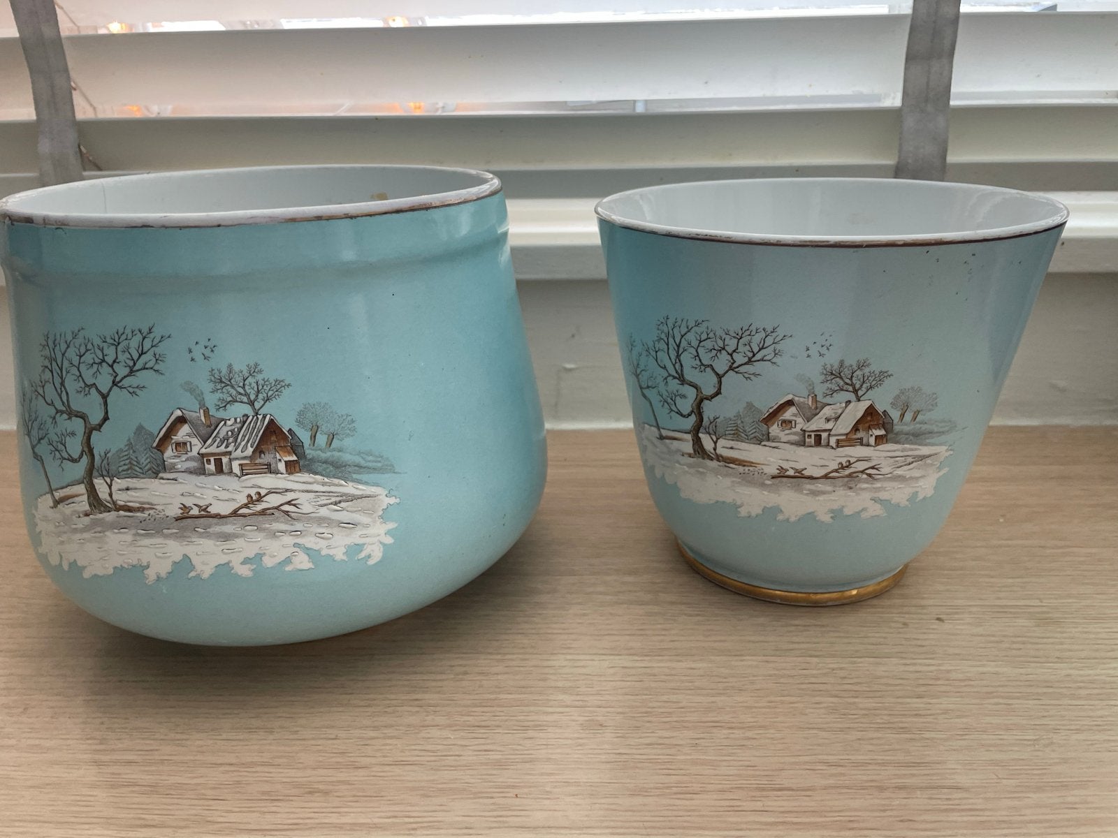 Regout & Co Maastricht 'Landschap' cache pot en schotel, Ophalen of Verzenden