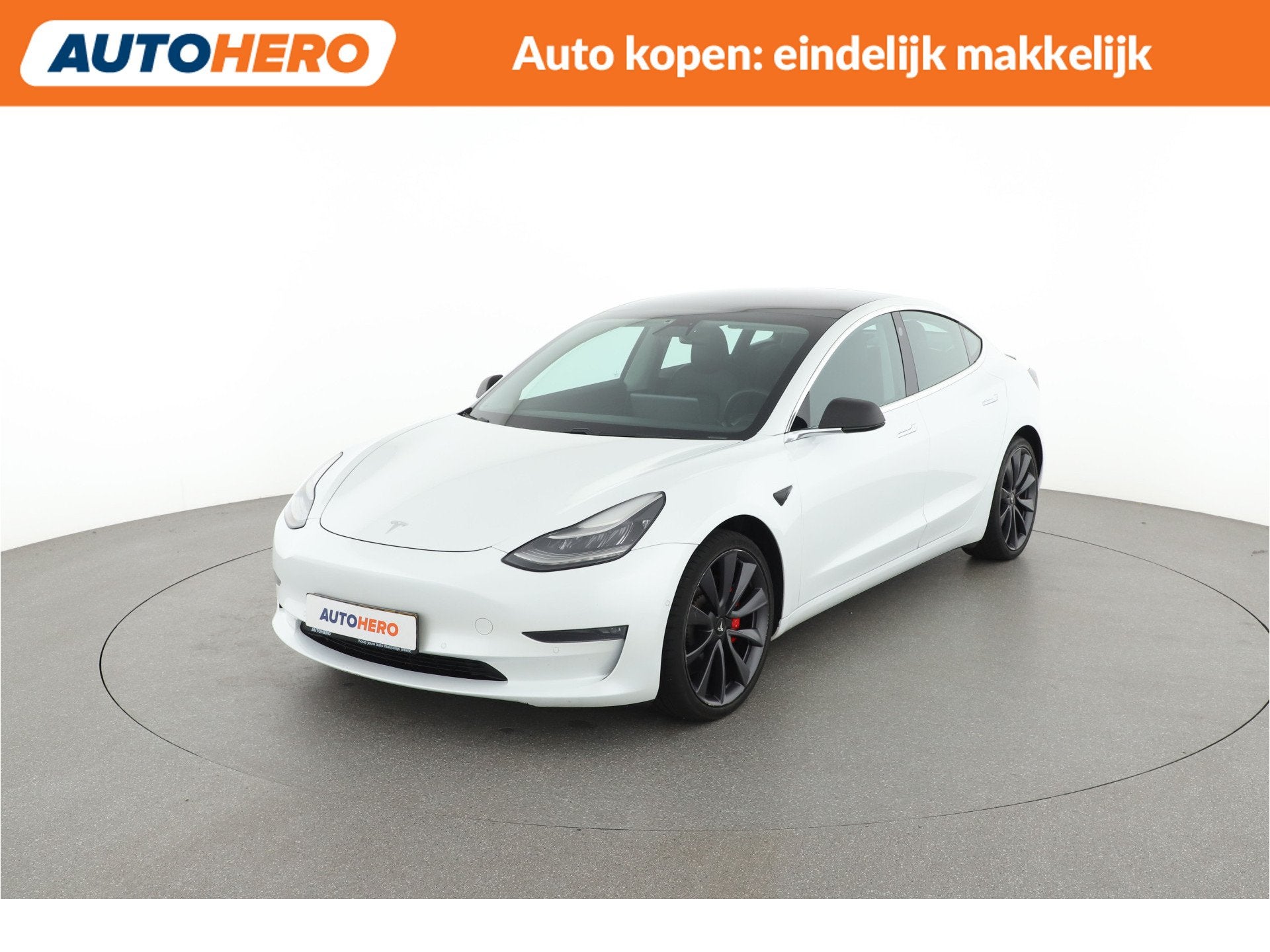 Tesla Model 3 Performance AWD 75 kWh | GB06228 | (bj 2019), Auto's, Stoelverwarming, Wit, 84 €/maand, Te koop