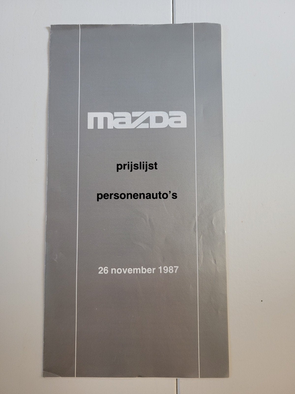 Mazda Prijslijst Personenauto's - 26 November 1987, Ophalen of Verzenden, Gelezen, Mazda, Mazda
