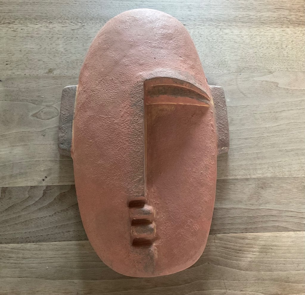 Wandsculptuur/masker, 36 cm, Nieuw, Steen/keramiek, Ophalen of Verzenden