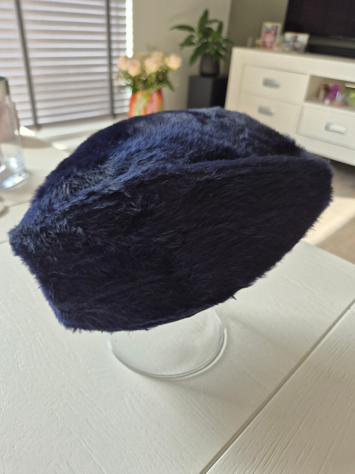 Vintage Donkerblauwe Chapeau Jacqueline muts, Chapeau Jacqueline, Ophalen of Verzenden, Zo goed als nieuw, Hoed