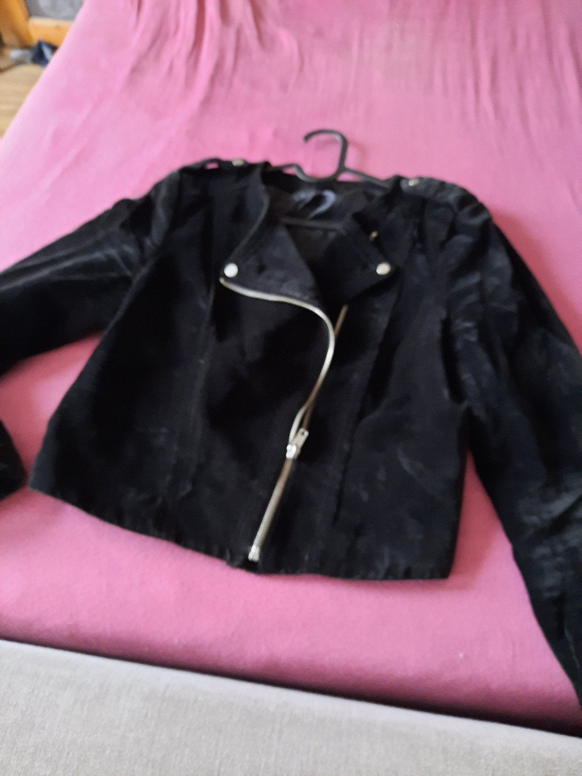 Zwart fluwelen bikerjack H&M, maat XS, H&M, Zwart, Ophalen of Verzenden, Zo goed als nieuw