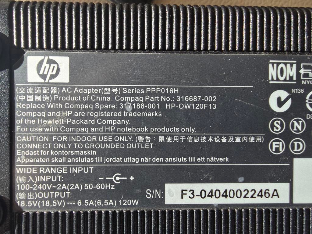 Originele HP adapter 18.5v 6,5a 120w, Computers en Software, Laptop-opladers, Ophalen of Verzenden