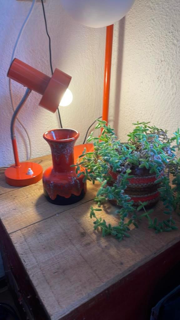 Vintage oranje buro lamp of schemerlamp in goede staat., Ophalen of Verzenden, Gebruikt
