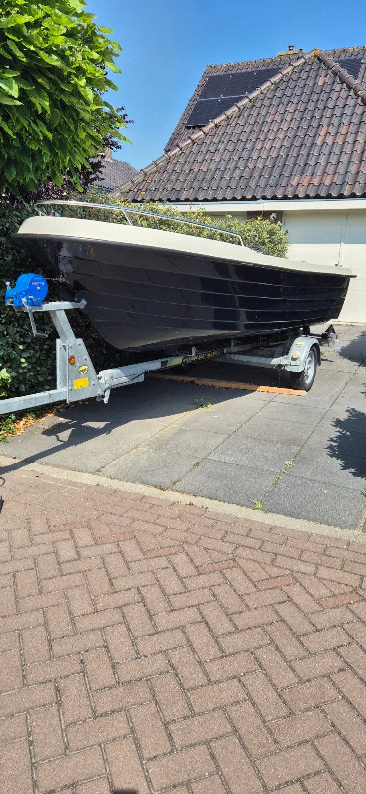 Polyester boot 5m vaarklaar met 20pk bbm en trailer, Ophalen, Benzine, 10 tot 30 pk