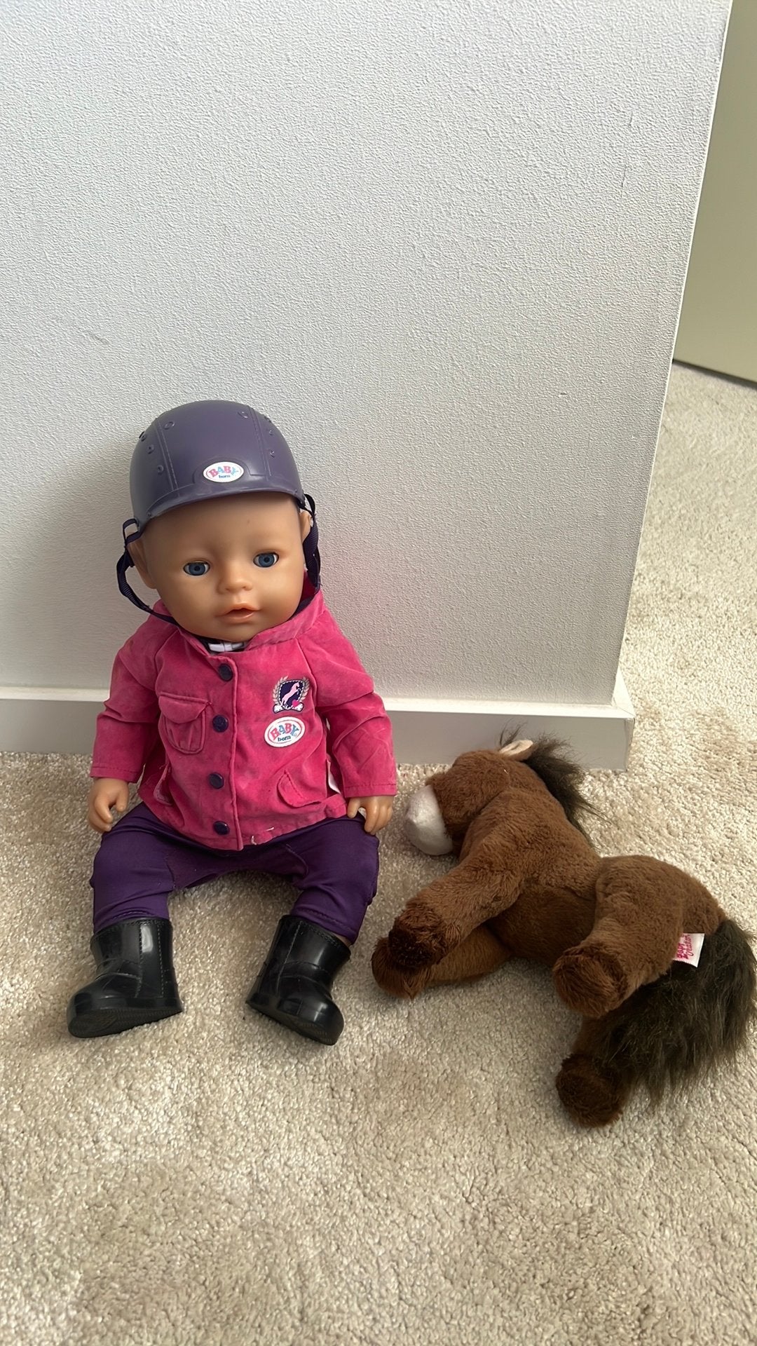 Baby born met paardje, Ophalen of Verzenden, Gebruikt, Babypop