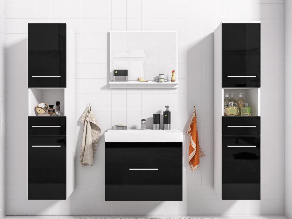VOORRAAD Compleet badkamermeubel Tipo XL Wit / Zwart NIEUW, 100 tot 150 cm, 100 tot 150 cm, Nieuw, Ophalen of Verzenden