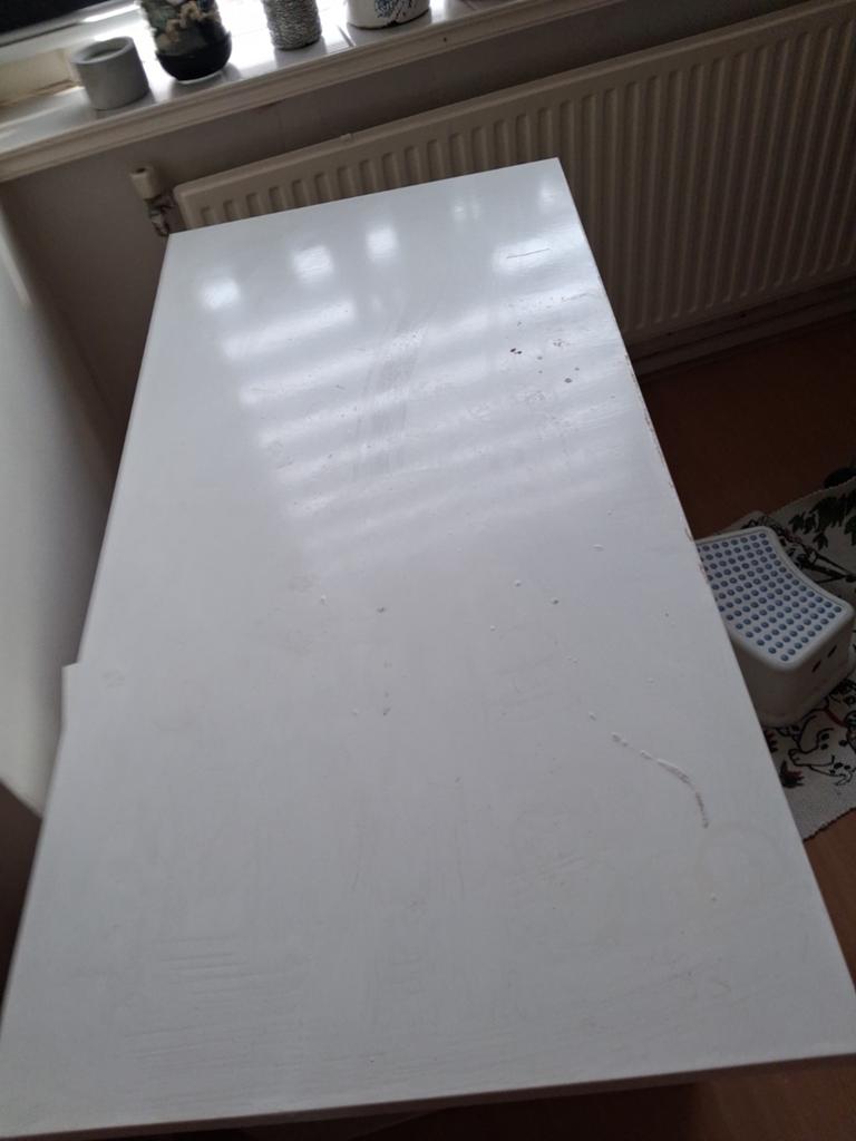 Wit Ikea bureau tafelblad met 2 poten - opknapper, Ophalen, Gebruikt, IKEA, Wit