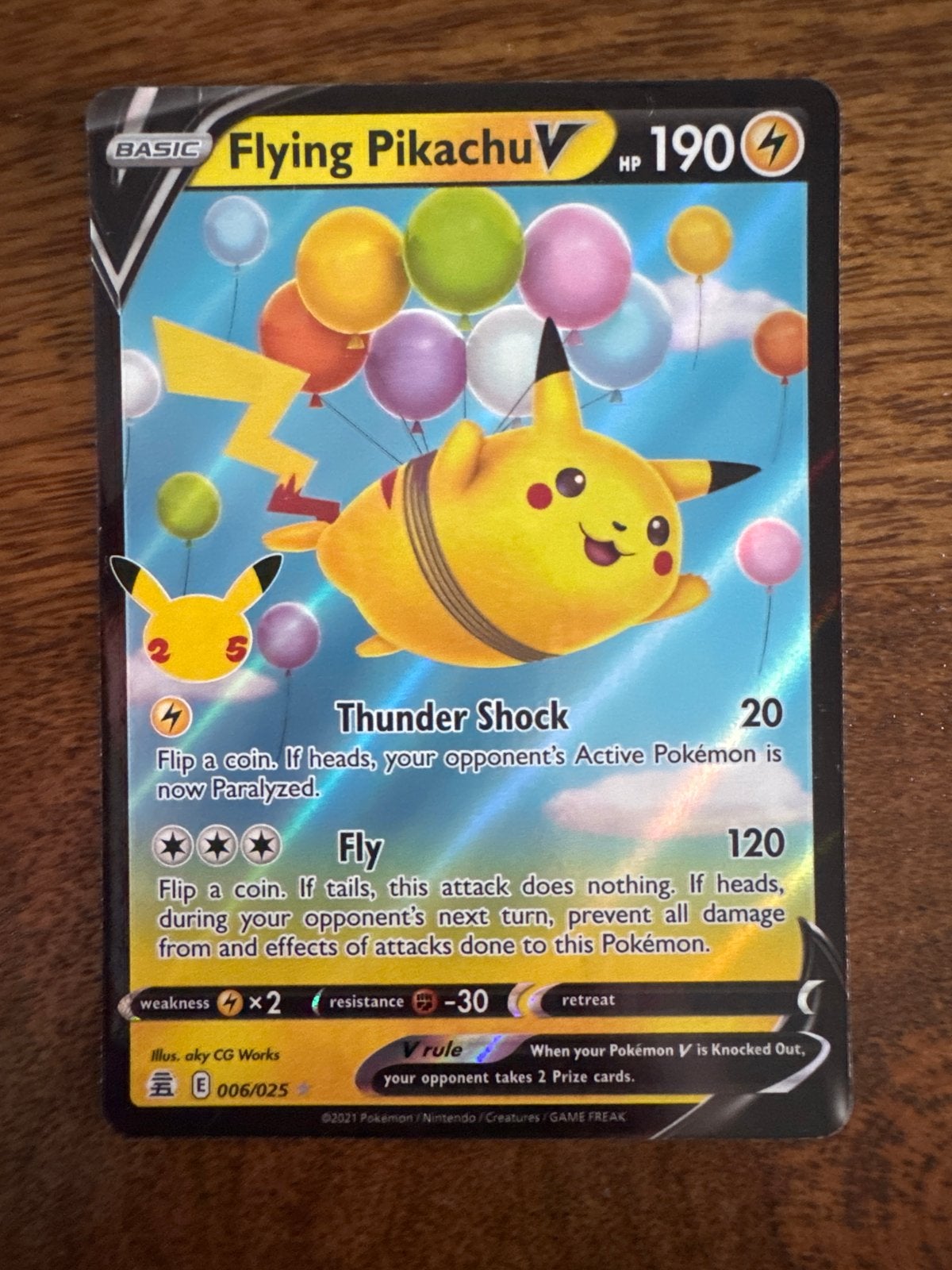 Flying Pikachu V Pokémon Kaart Celebrations 006/025, Ophalen of Verzenden, Zo goed als nieuw, Losse kaart