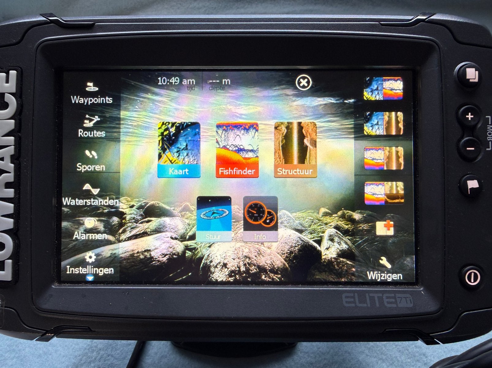 Lowrance elite 7 ti touchscreen  kaartplotter/dieptemeter, Watersport en Boten, Ophalen of Verzenden, Zo goed als nieuw, Kaartplotter of Fish Finder