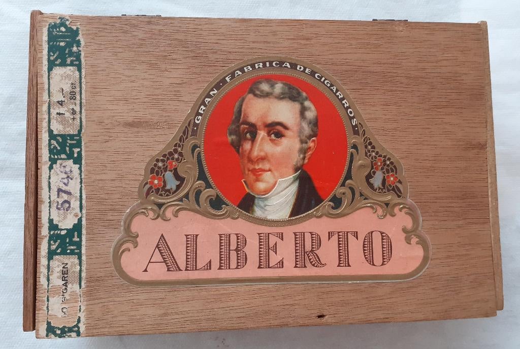 Sigarendoos ALBERTO houten doos, Ophalen of Verzenden, Zo goed als nieuw, Tabaksdoos of Verpakking